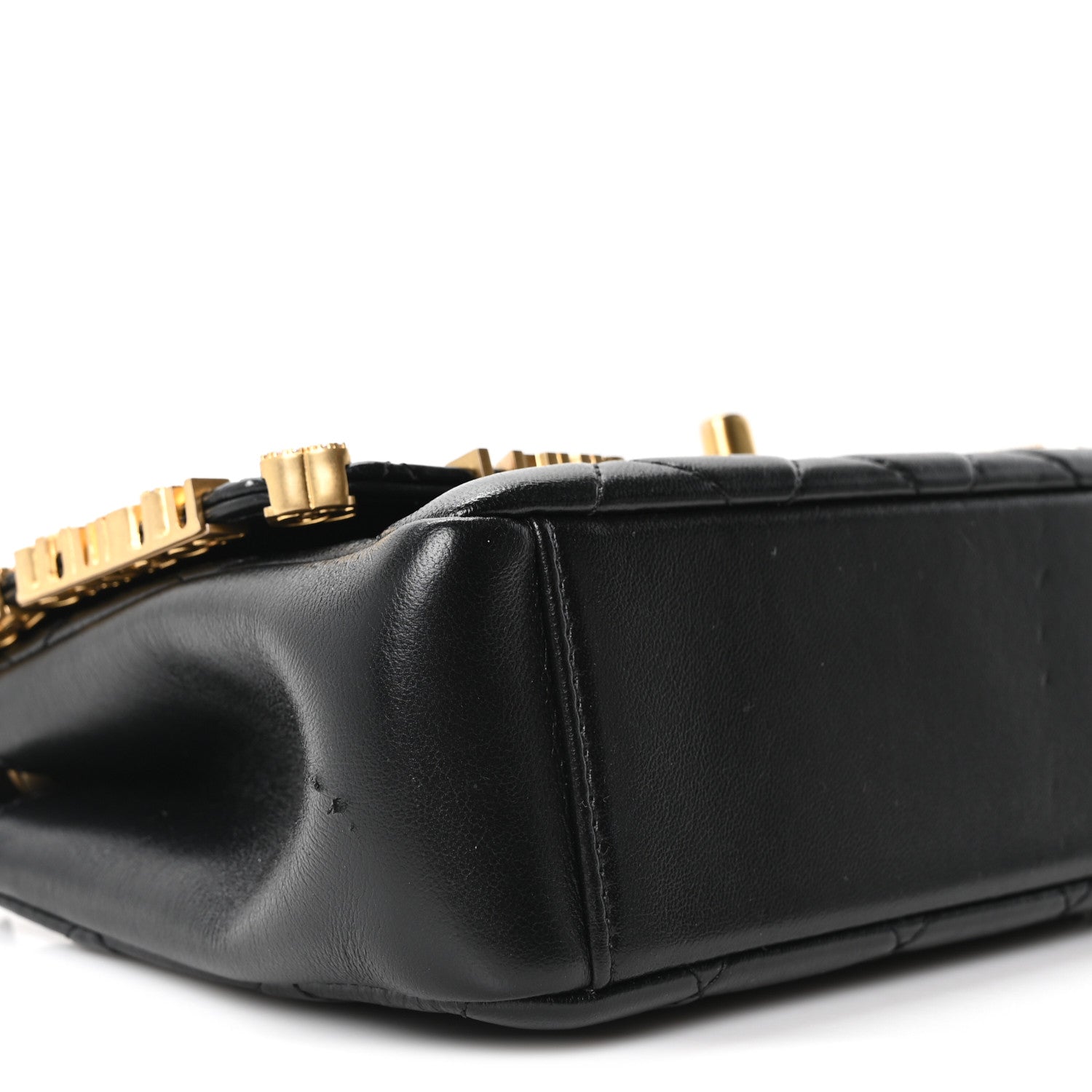 Lambskin Enamel Strass Quilted Mini Paris Monaco Flap Black