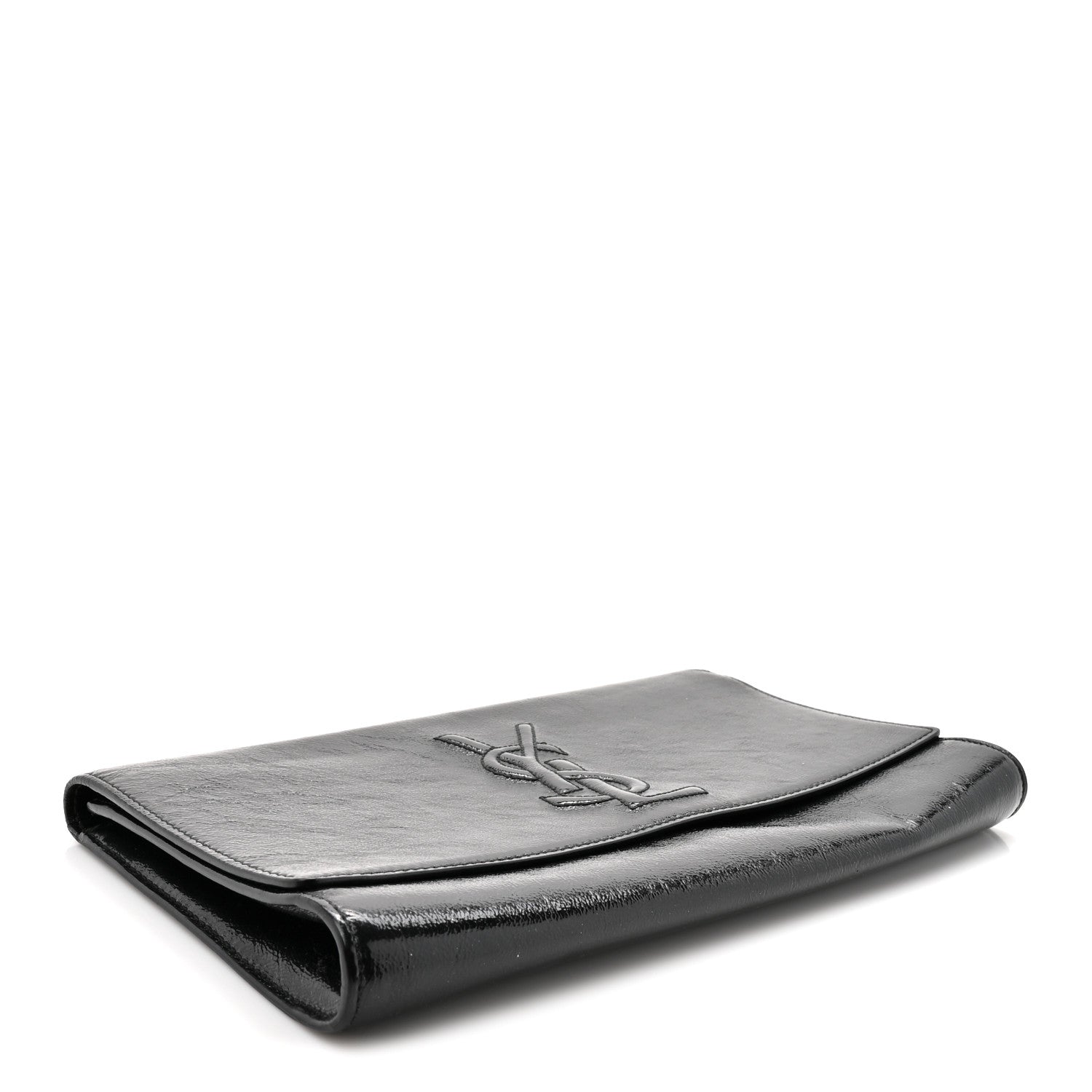 Textured Patent Monogram Large Belle De Jour Clutch Black