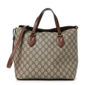 GG Supreme Monogram Linea A Foldover Tote Brown