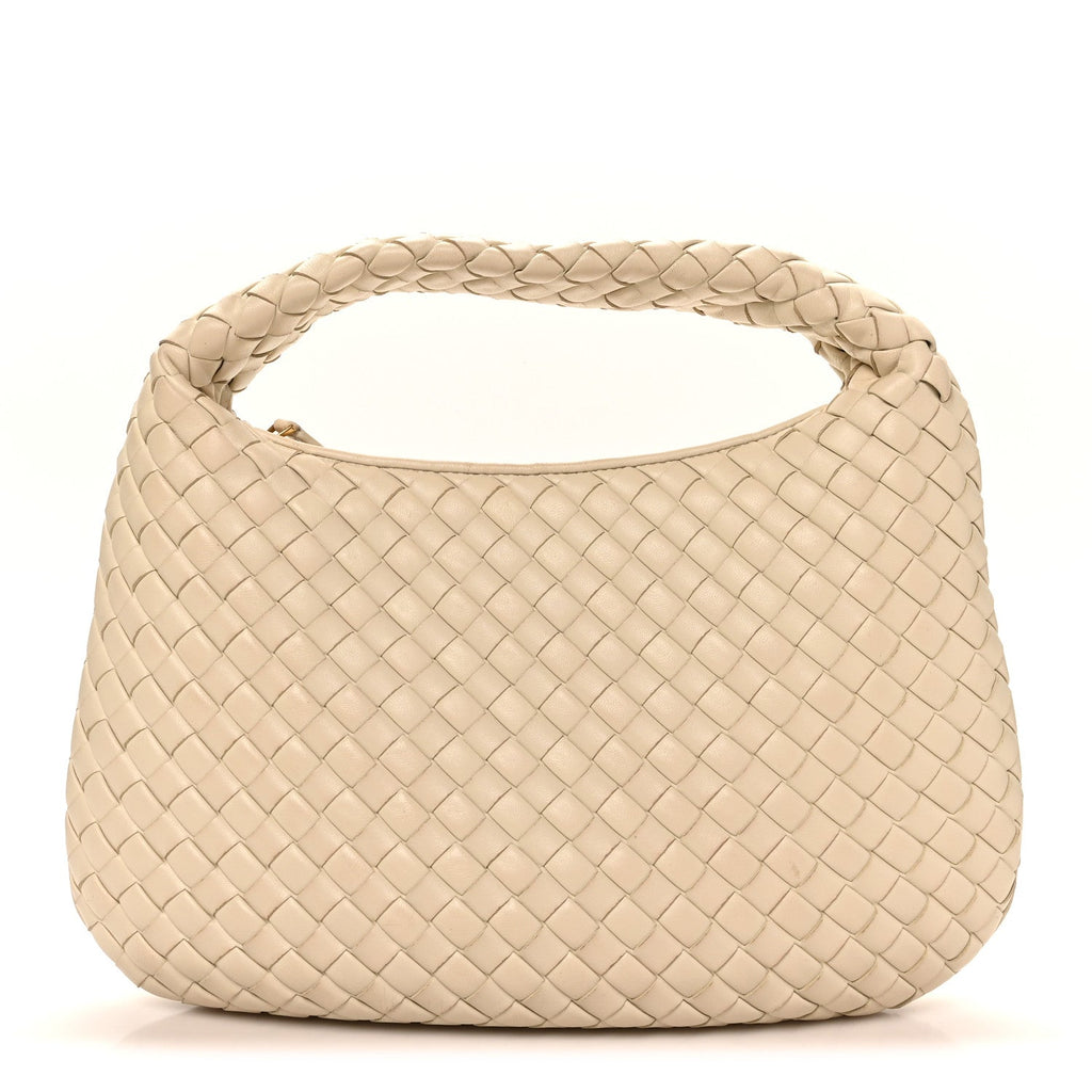 Supple Nappa Intrecciato Padded Small Veneta Hobo Sea Salt