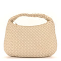 Supple Nappa Intrecciato Padded Small Veneta Hobo Sea Salt