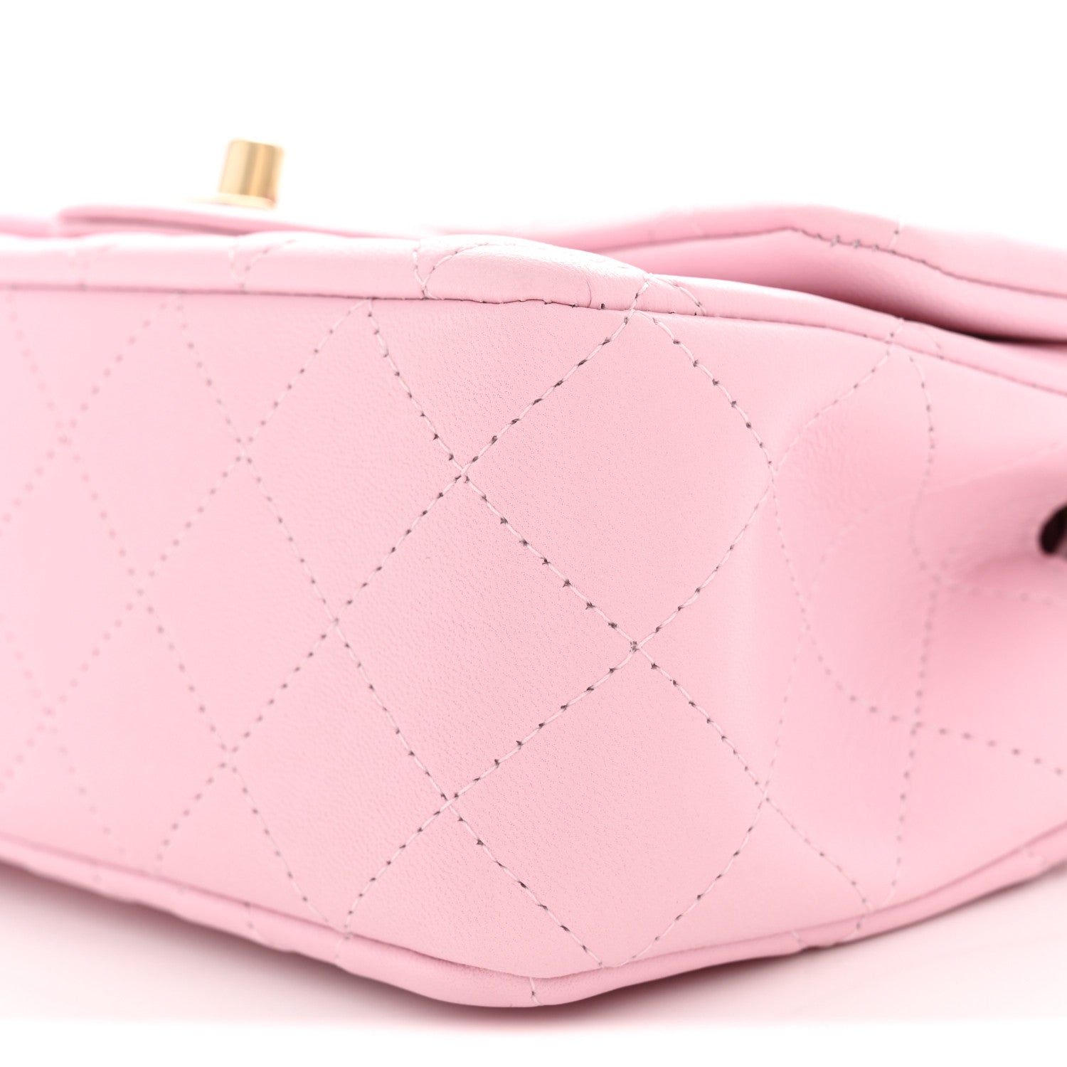 Lambskin Quilted Mini Rectangular Flap Light Pink