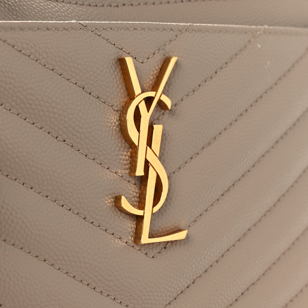 Grain De Poudre Chevron Monogram Large Bill Pouch Dark Beige