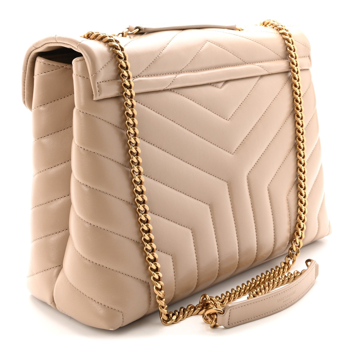 Calfskin Y Quilted Monogram Medium Loulou Chain Satchel Dark Beige