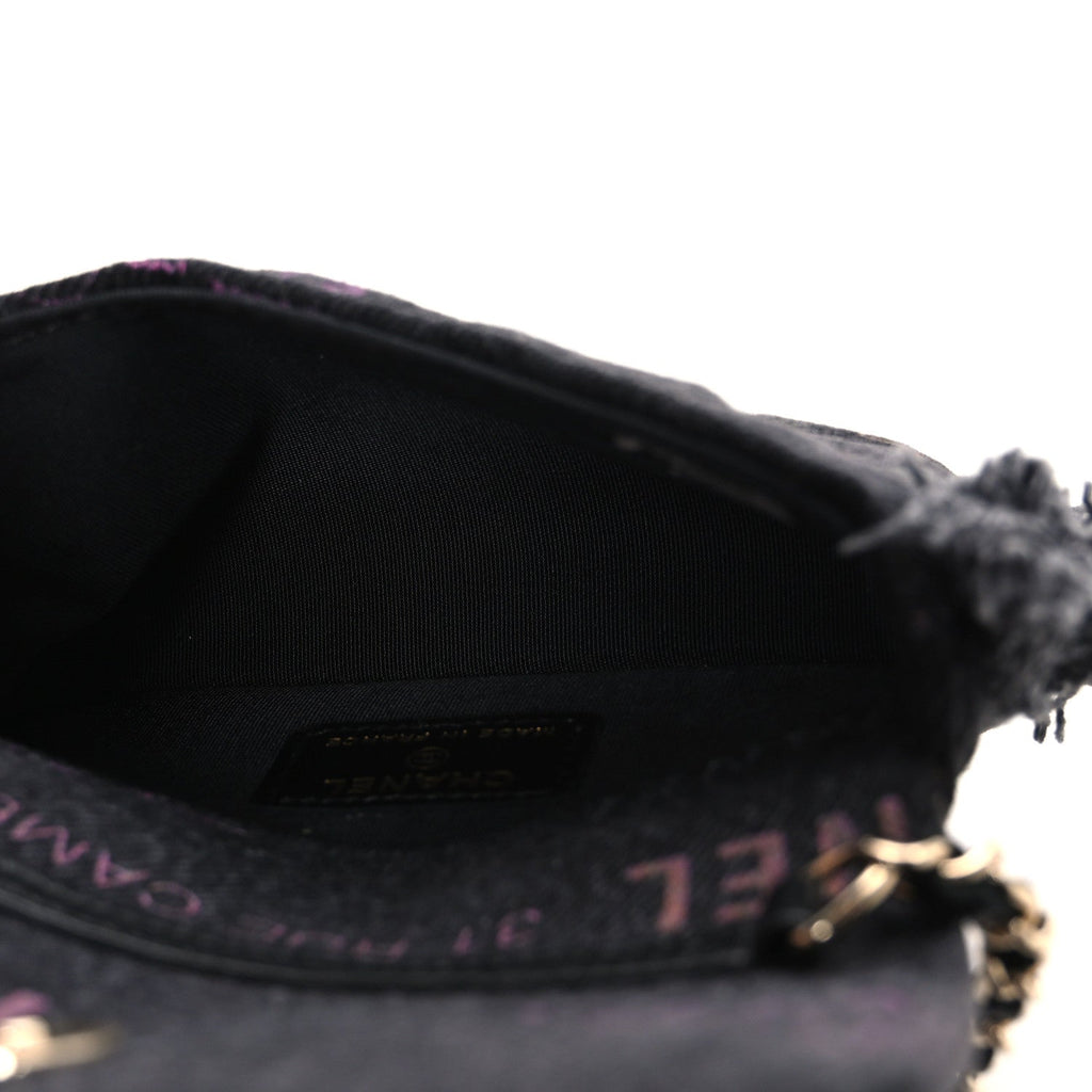 Denim Quilted Denim Mood Clutch With Chain Black Multicolor
