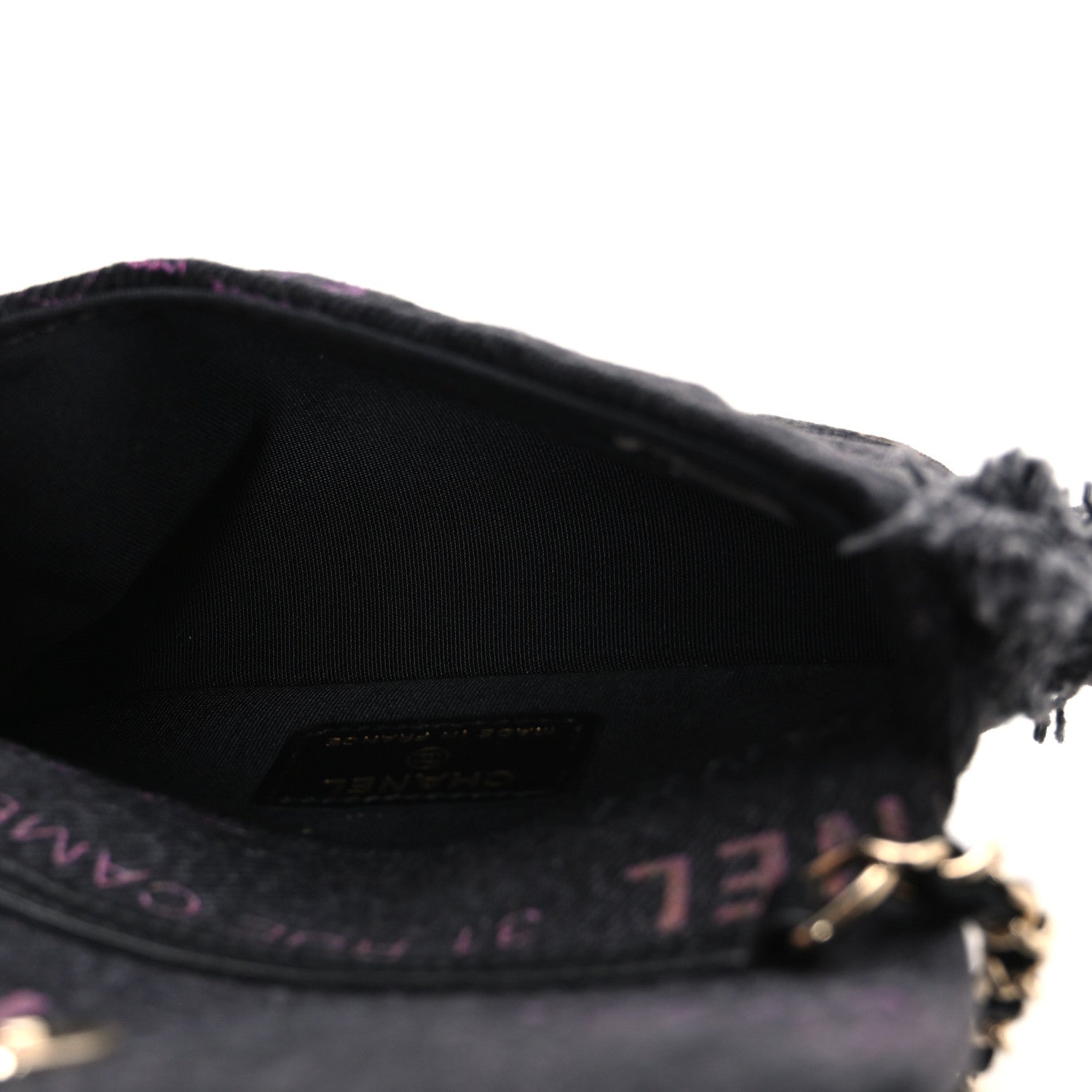 Denim Quilted Denim Mood Clutch With Chain Black Multicolor