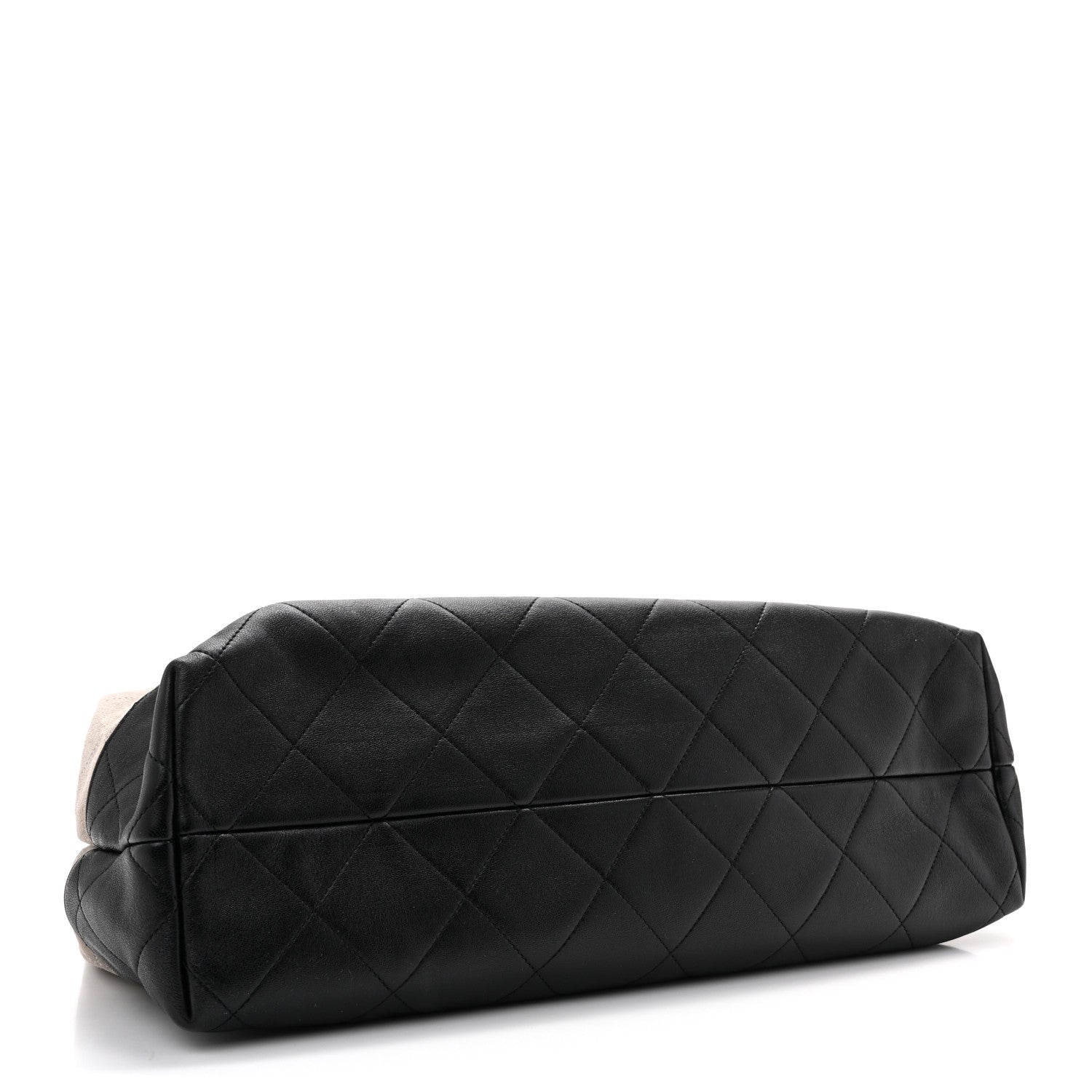 Suede Calfskin Shiny Lambskin Quilted Large Coco Base Shopping Bag Grey Black