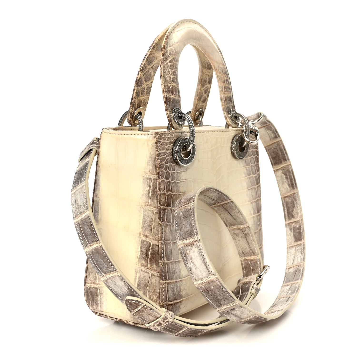 Niloticus Crocodile Himalaya Crystal Small Lady Dior White