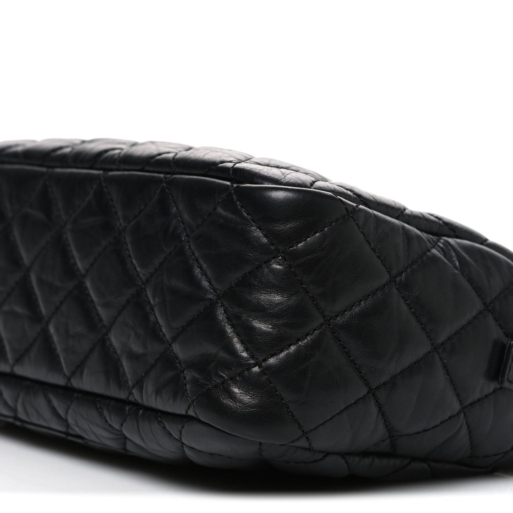 Aged Calfskin Quilted Medium Reissue Camera Case Black