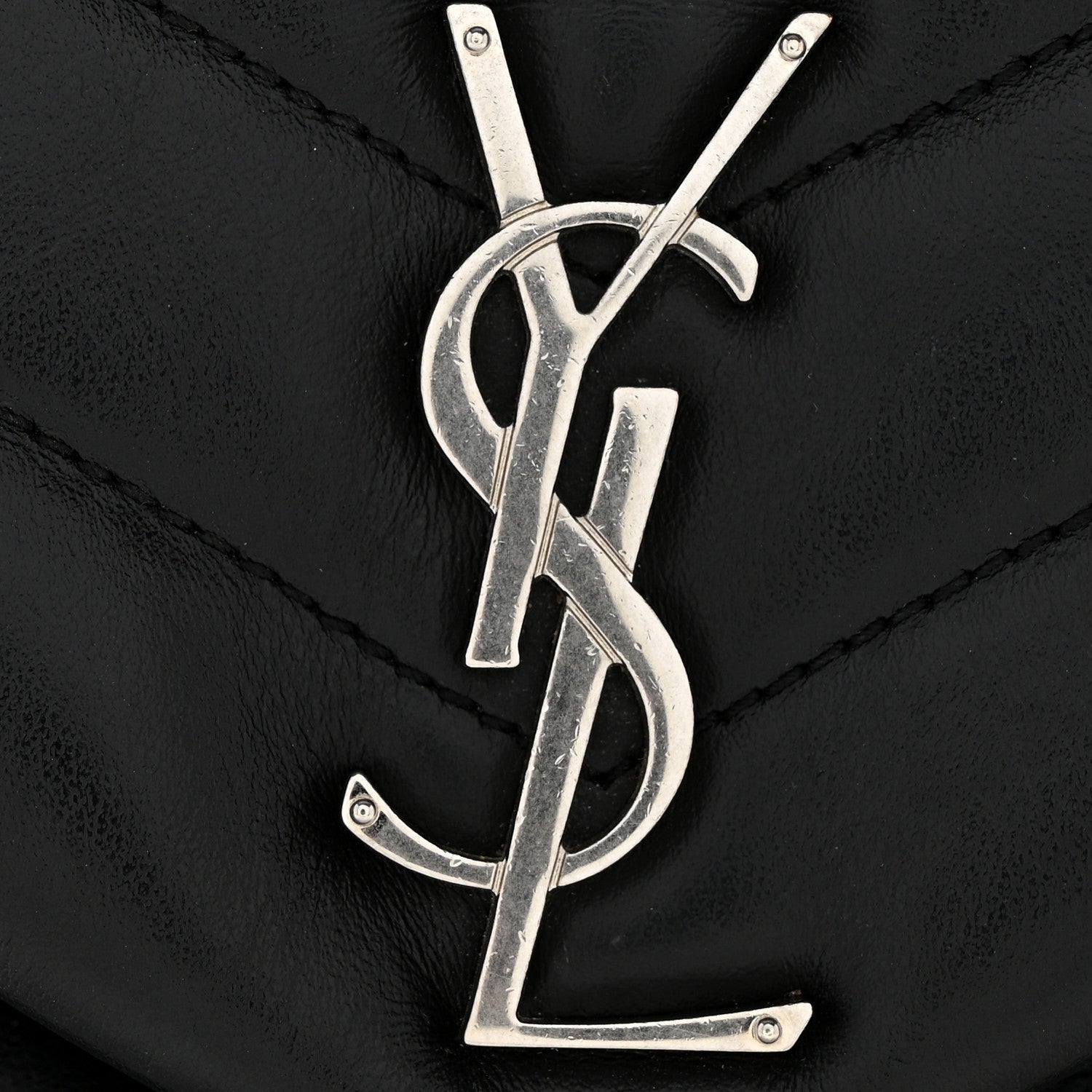 Calfskin Y Quilted Monogram Small Loulou Chain Satchel Black