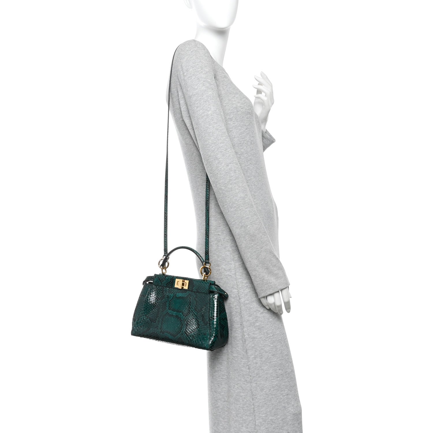 Snakeskin Shiny Nappa Mini Peekaboo Iconic Satchel Green