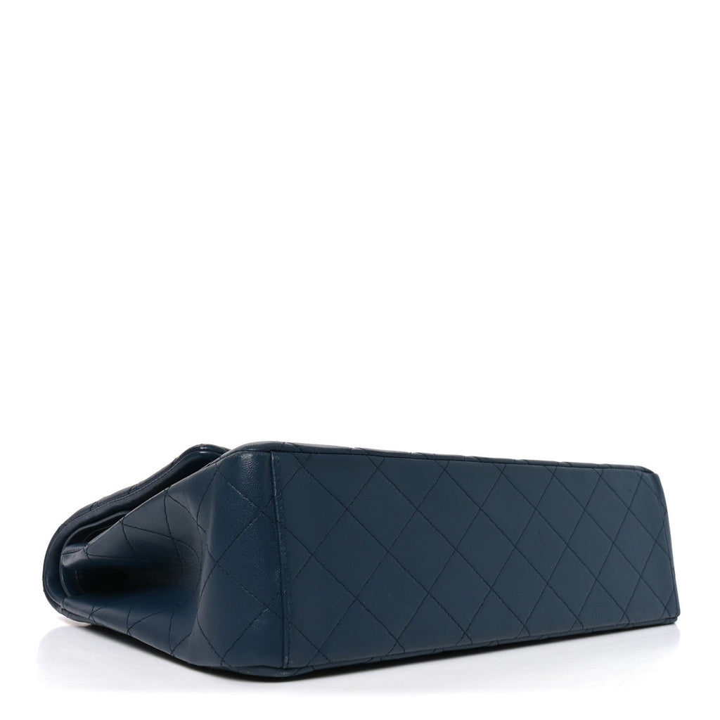 Lambskin Quilted Maxi Double Flap Blue