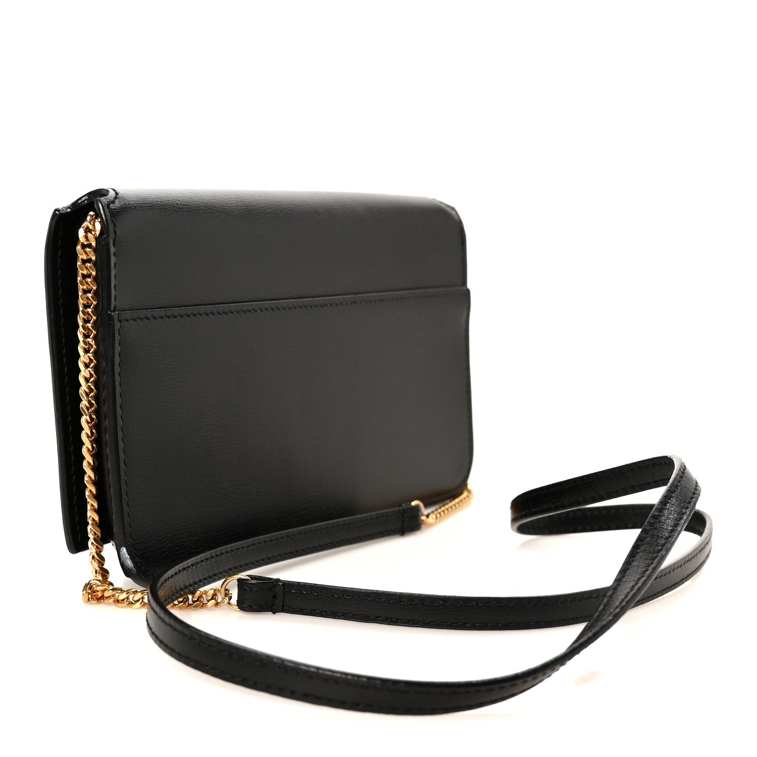 Grained Calfskin Monogram Phone Holder Crossbody Black