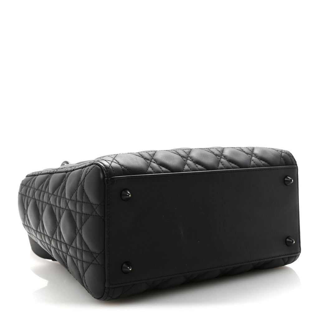 Ultra Matte Calfskin Cannage Medium Lady Dior Black