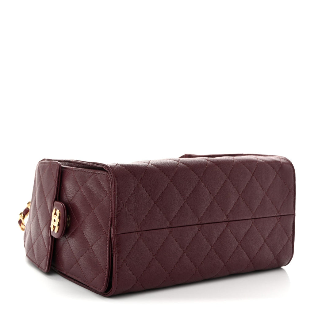 Goatskin Quilted Small Chanel 25 Handbag Dark Burgundy