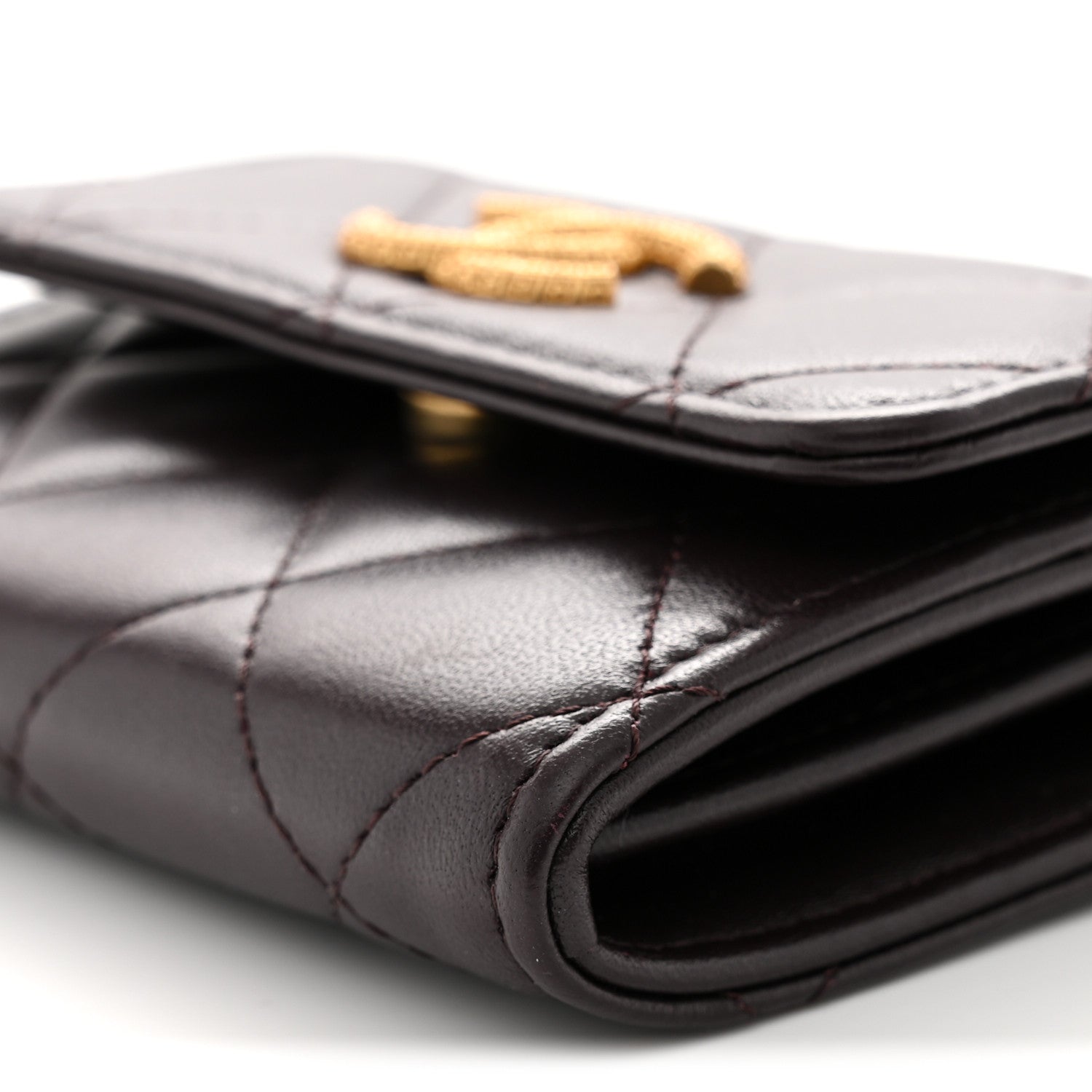 Lambskin Quilted Studded CC Clutch With Chain Dark Purple