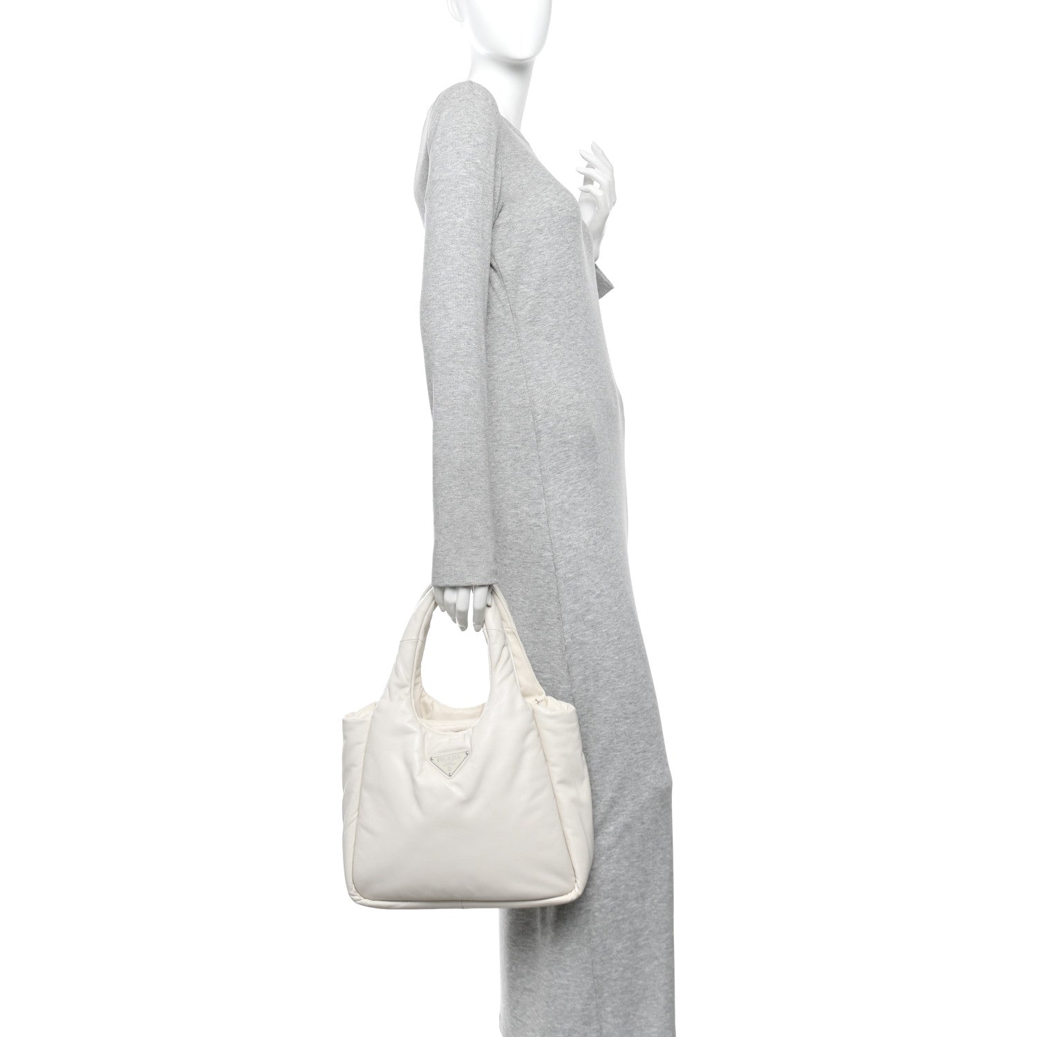 Nappa Soft Padded Medium Double Handled Shoulder Bag White