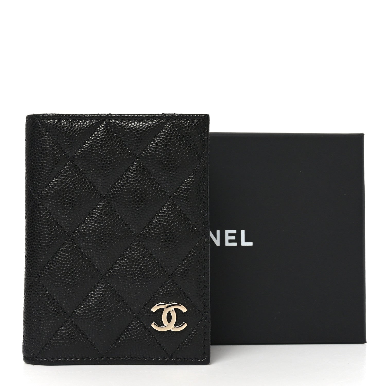 Caviar Quilted Card Holder Wallet Black
