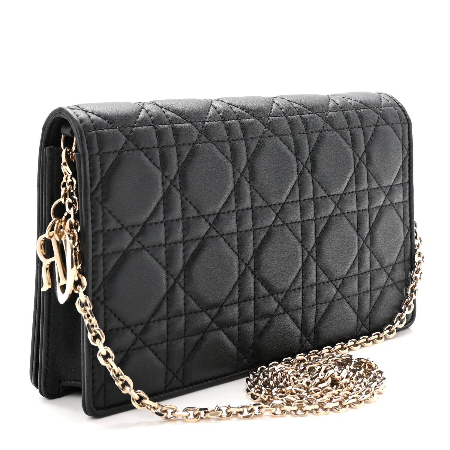 Lambskin Cannage Lady Dior Pouch Black