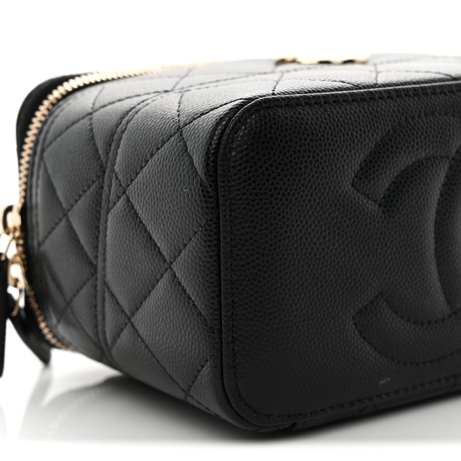Caviar Quilted Trendy Handle Mini Vanity Black