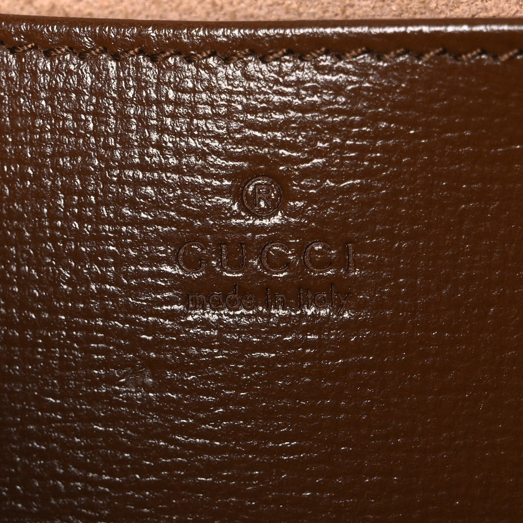 GG Supreme Monogram Azalea Calfskin Horsebit 1955 Mini Bag Beige Ebony Brown Sugar