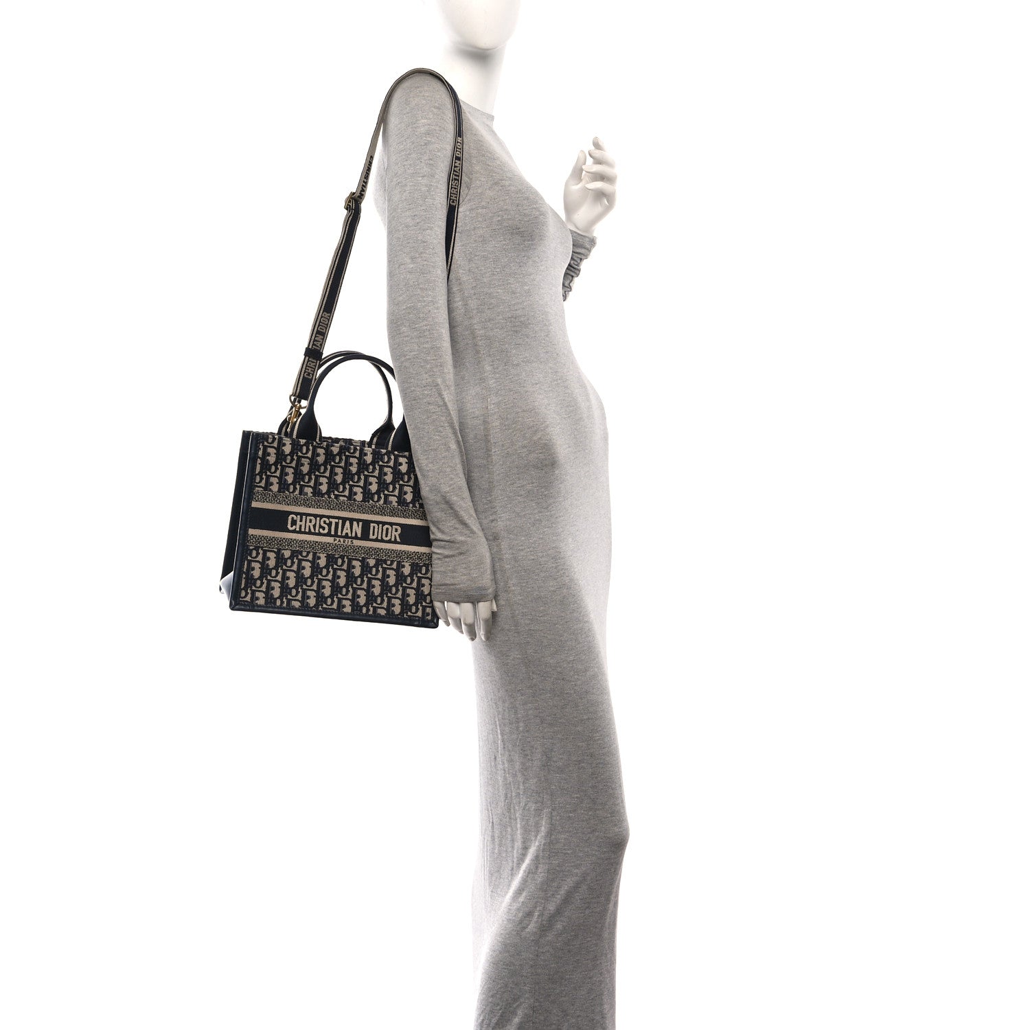 Oblique Calfskin Small Book Tote With Strap Blue Multicolor