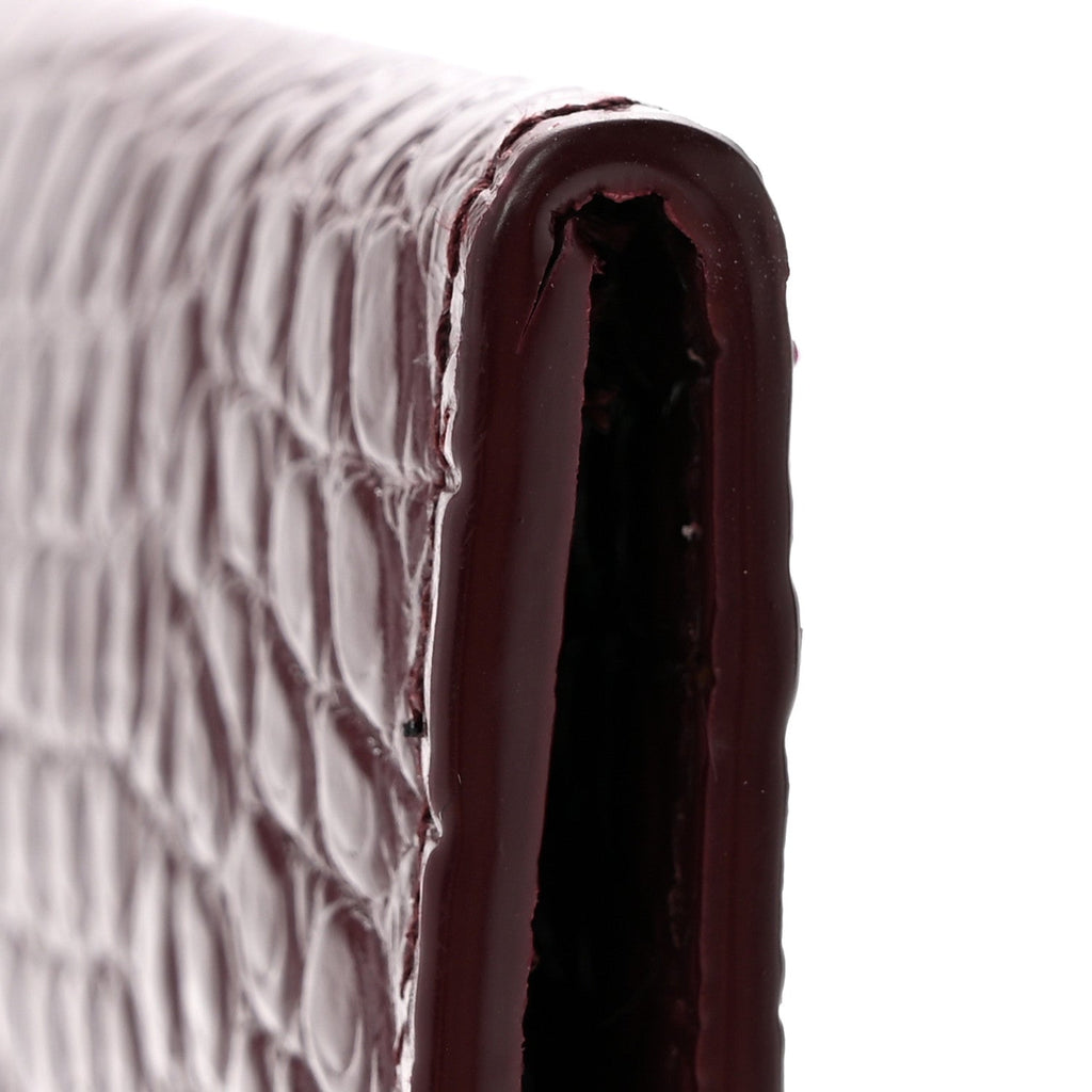 Calfskin Crocodile Embossed Uptown Monogram Clutch Rouge Legion