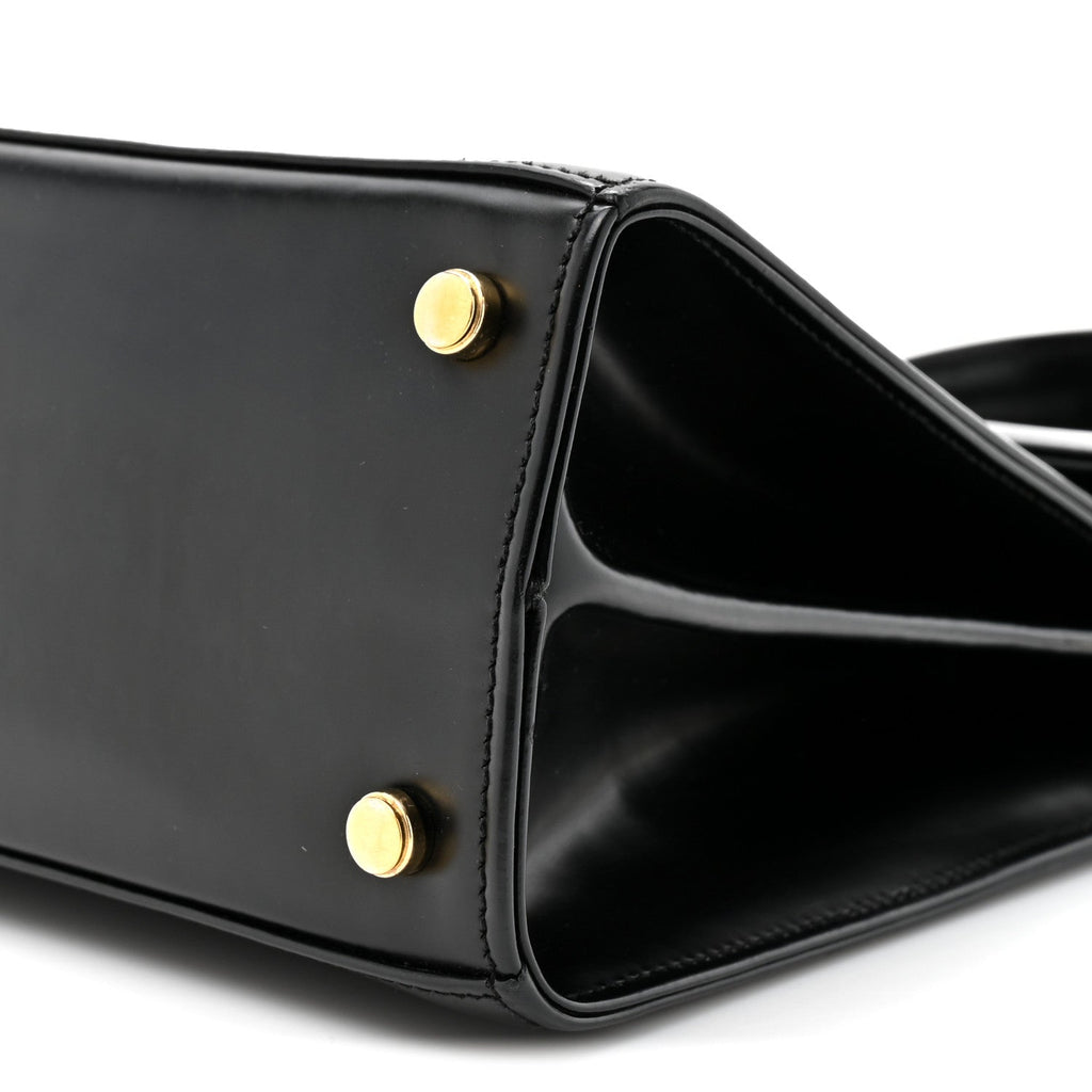 Brushed Off Calfskin Small Iconic Top Handle Black