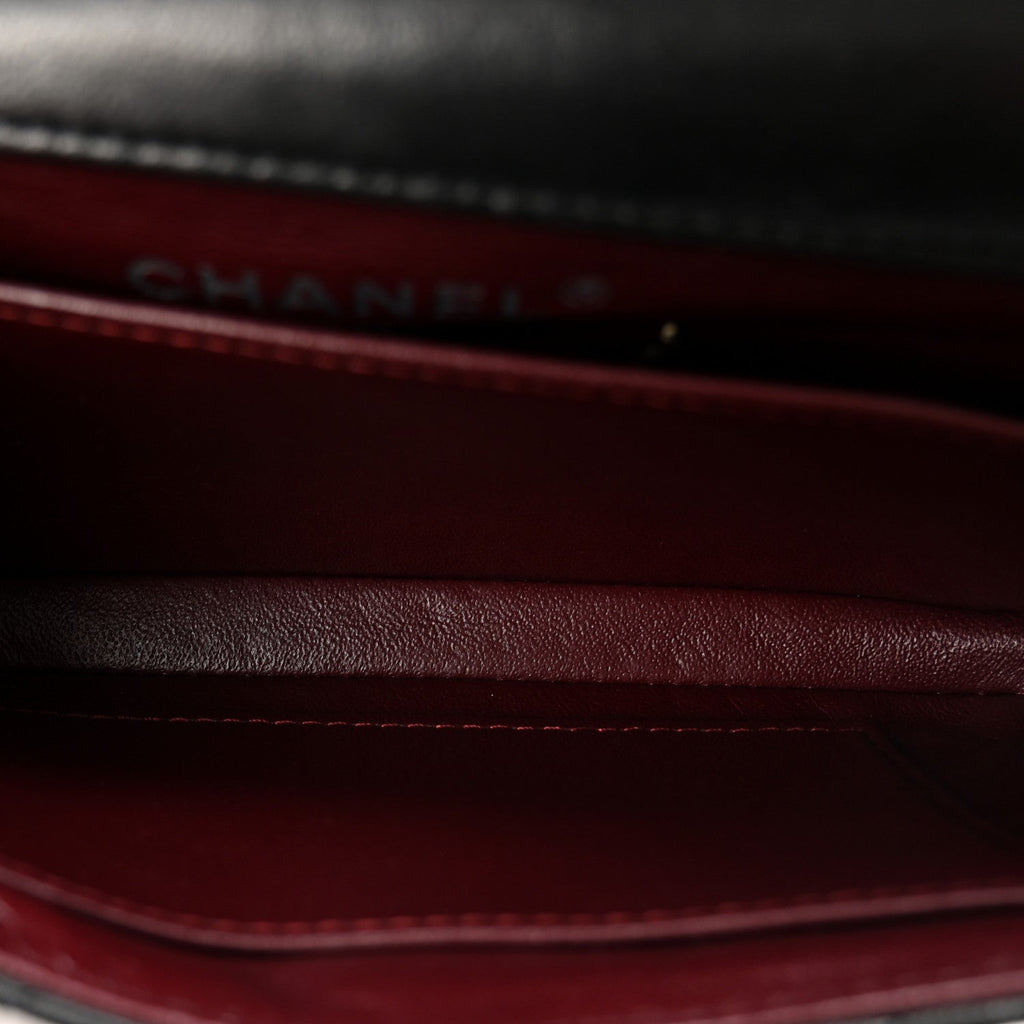 Lambskin Quilted Extra Mini Rectangular Flap Black