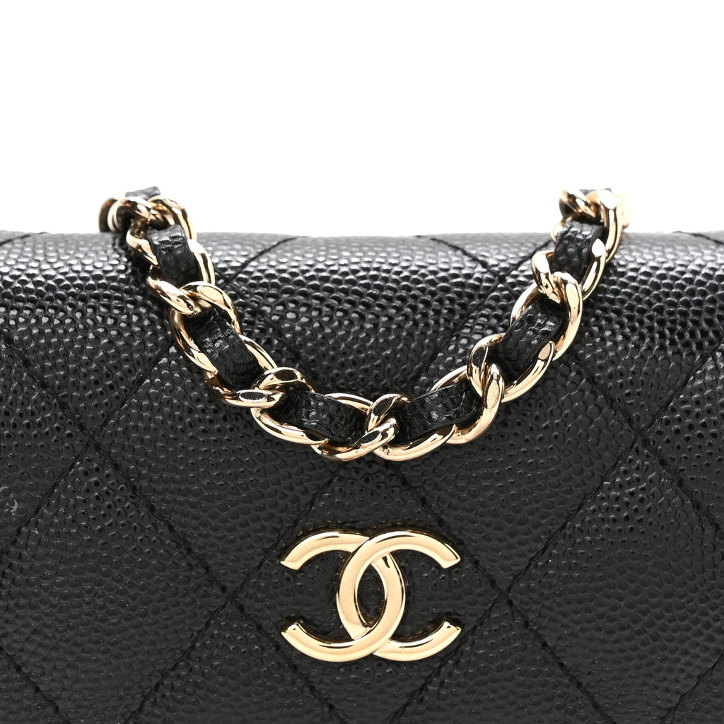 Caviar Quilted Belt Bag With Charms On Chain Black