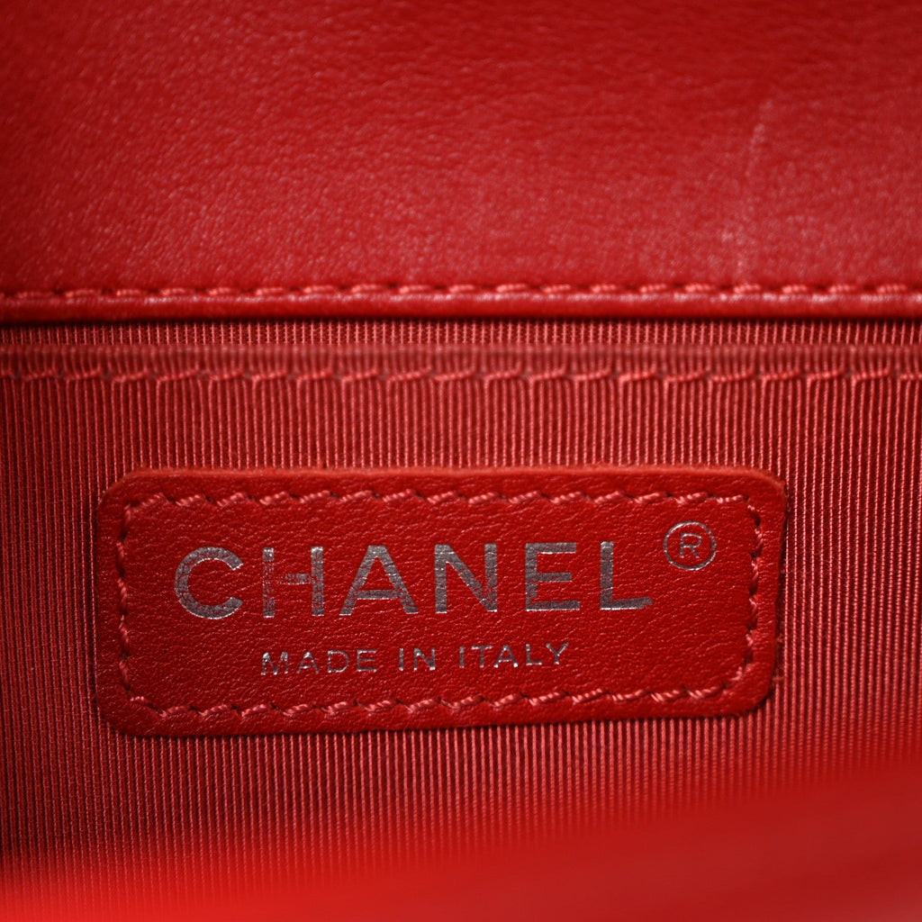 Calfskin Quilted Small Boy Flap Red
