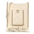 Calfskin Quilted Fringe Small Shopping Bag White