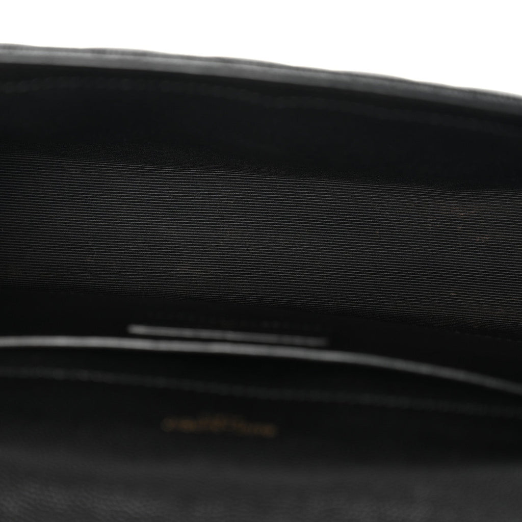 Grain De Poudre Textured Mixed Matelasse Triquilt Medium Monogram Satchel Black Black