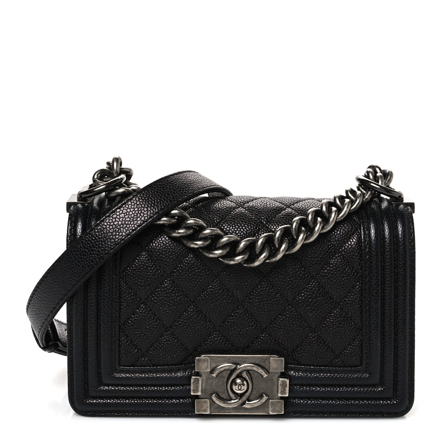 Caviar Quilted Small Boy Flap Black
