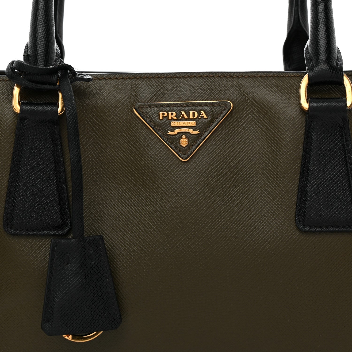 Saffiano Lux Bi-Color Medium Tote Militare Black
