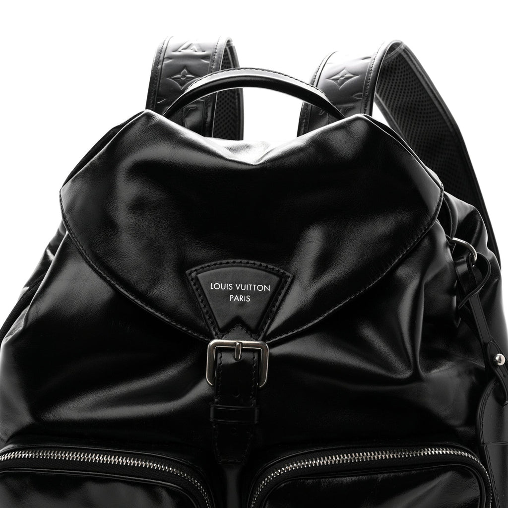 Shiny Calfskin Montsouris Cargo Backpack Black