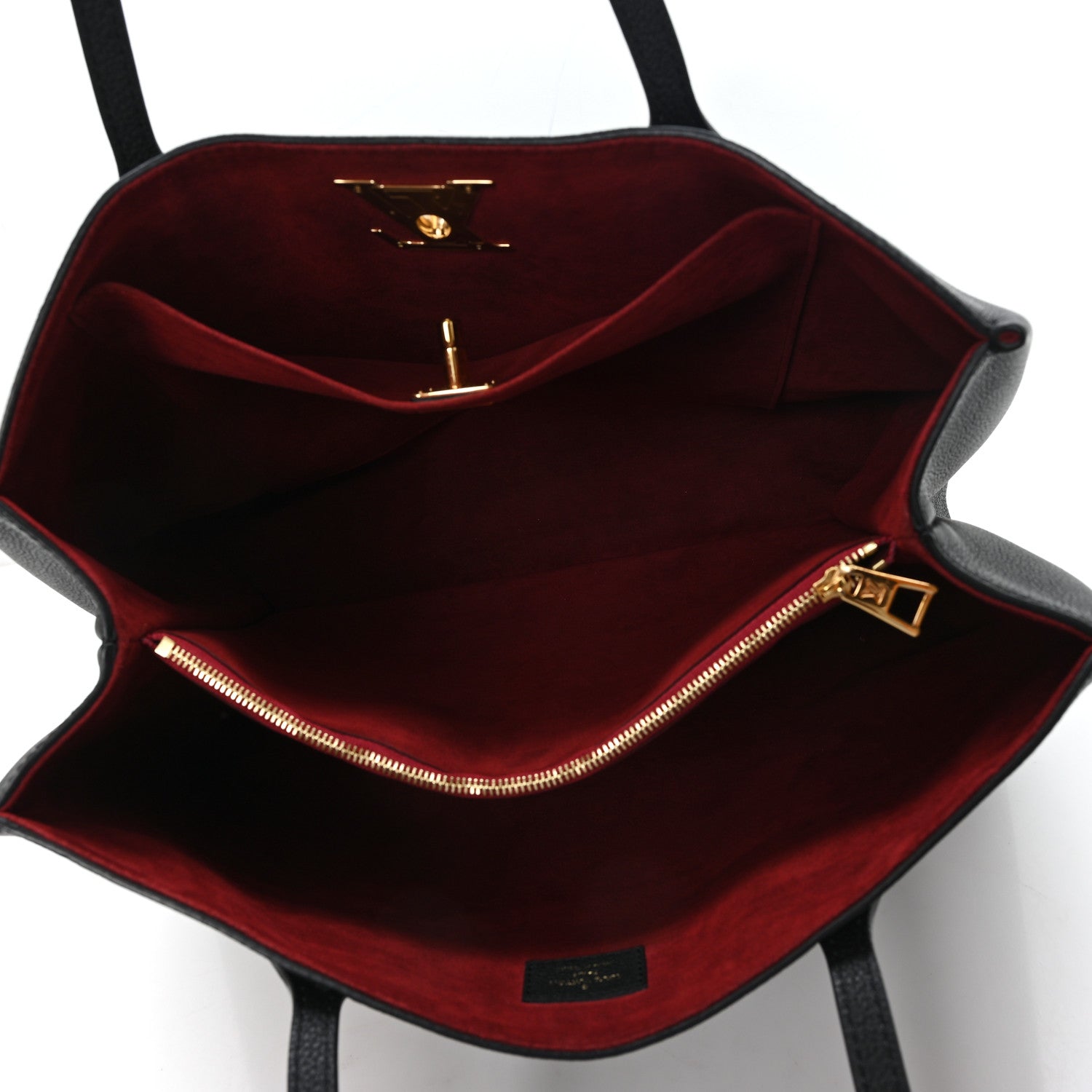 Grained Calfskin Lockme Shopper Black