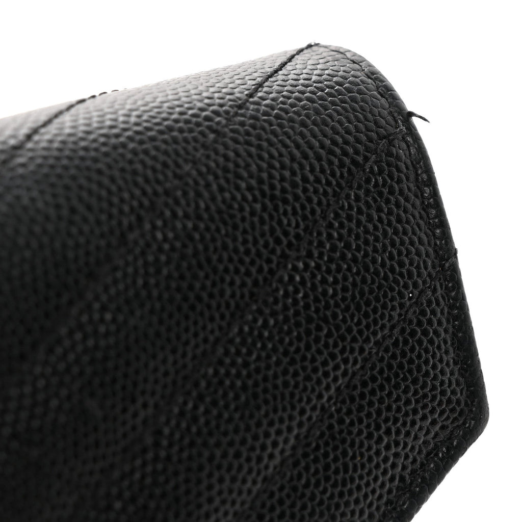Grain De Poudre Matelasse Chevron Monogram Envelope Chain Wallet Black