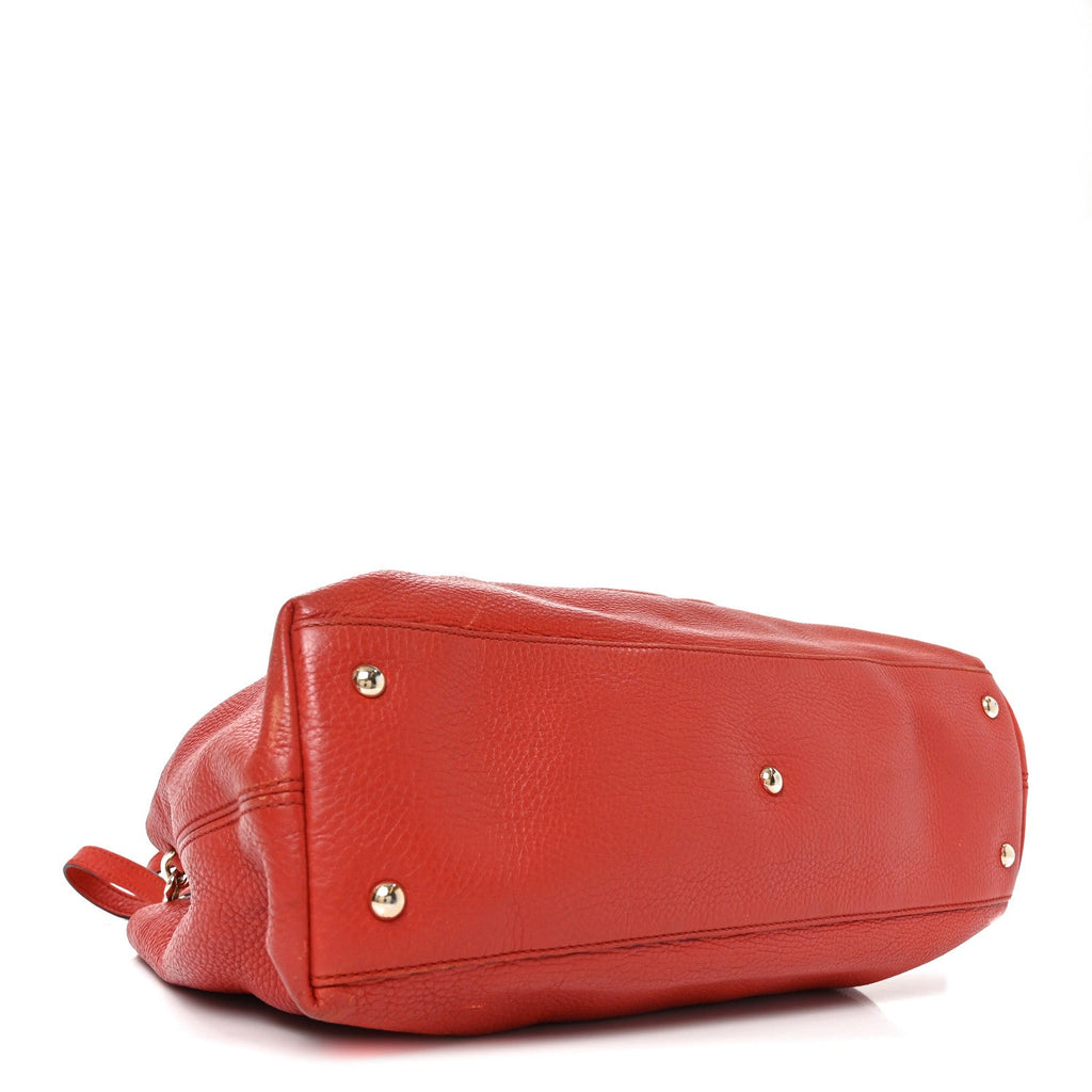 Pebbled Calfskin Medium Soho Chain Shoulder Bag Tabasco Red