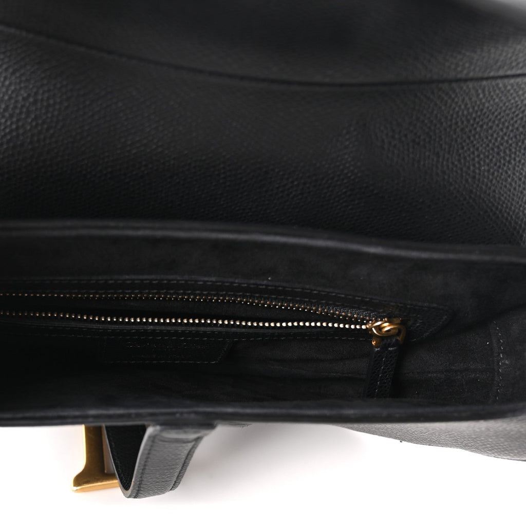 Grained Calfskin Saddle Bag Black