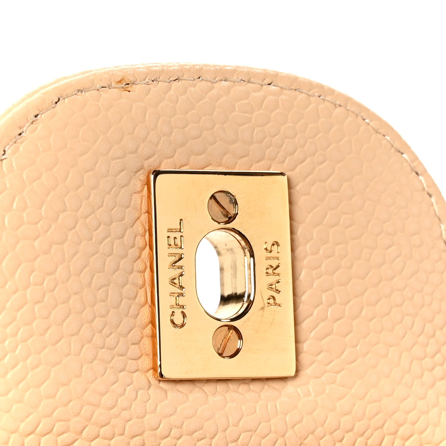 Caviar Quilted Jumbo Double Flap Beige Clair