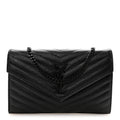 Grain De Poudre Matelasse Chevron Monogram Monochrome Chain Wallet Black