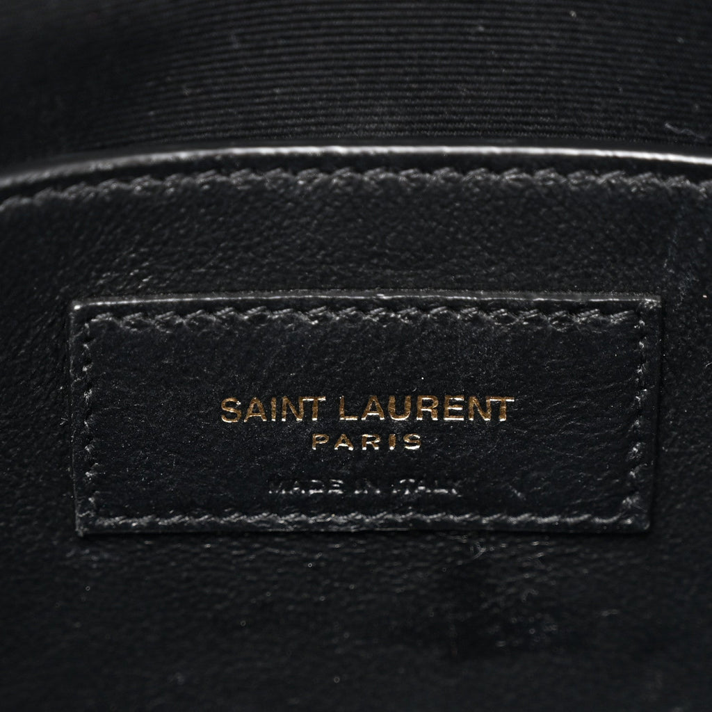 Shiny Calfskin Crocodile Embossed Small Manhattan Baguette Black Black