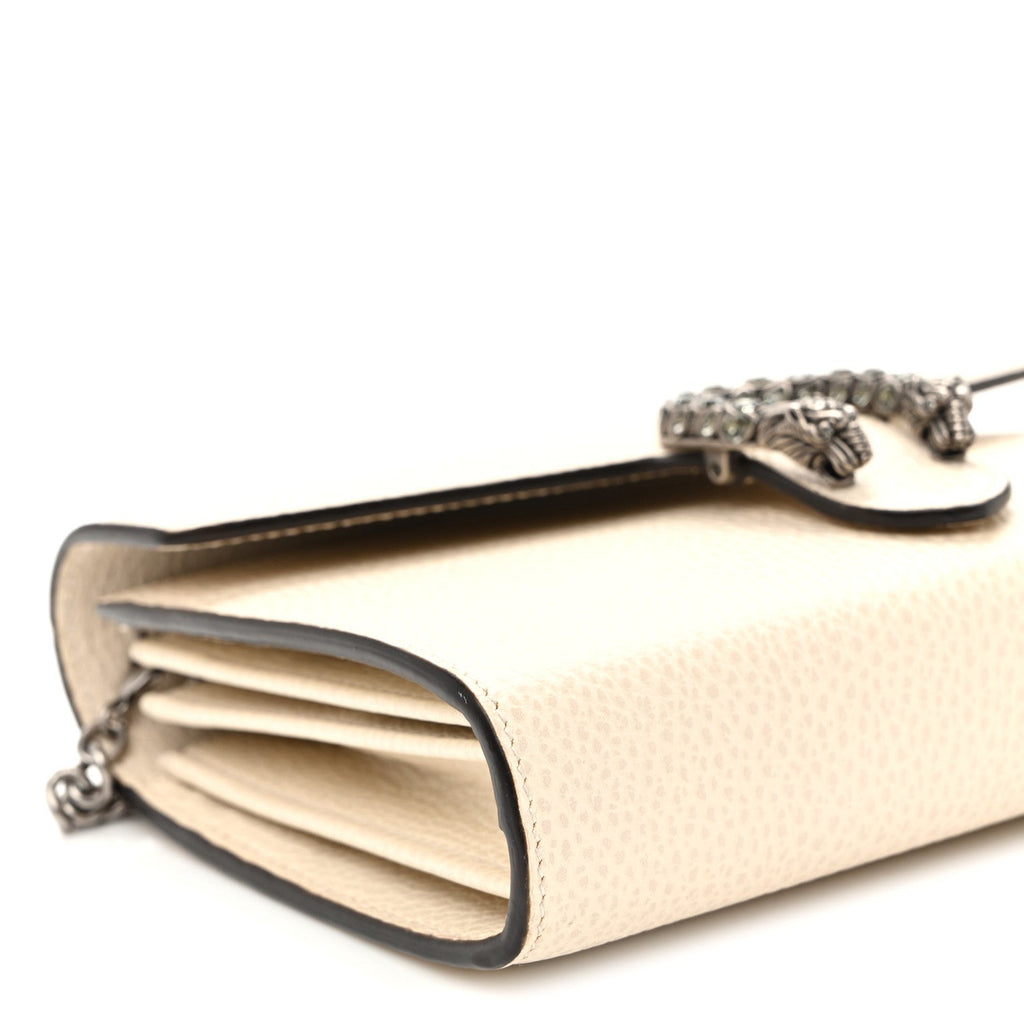 Dollar Calfskin Mini Dionysus Chain Wallet Mystic White