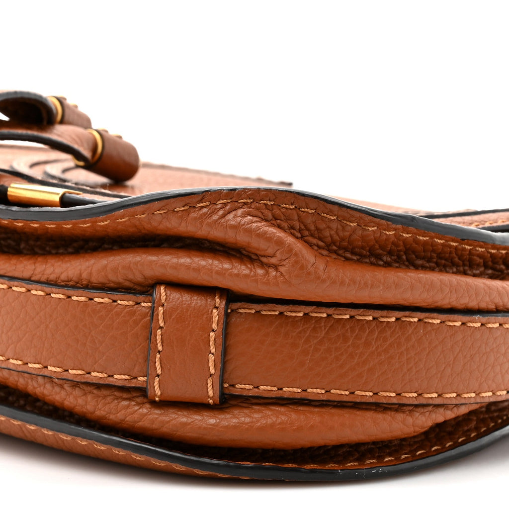Calfskin Mini Marcie Round Crossbody Bag Tan