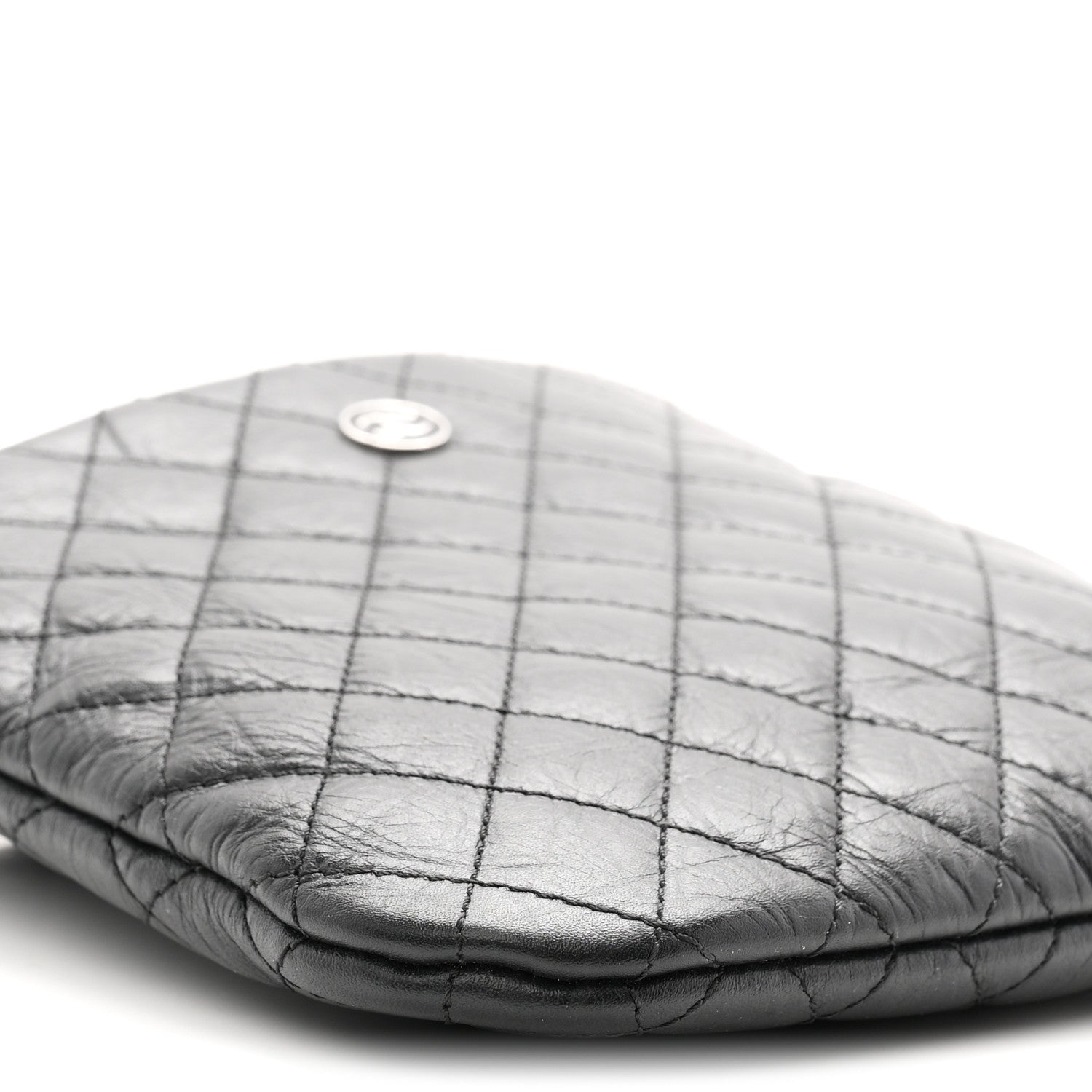Aged Calfskin Quilted Crossbody Bag Black