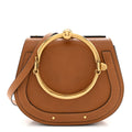 Calfskin Suede Medium Nile Bracelet Bag Caramel