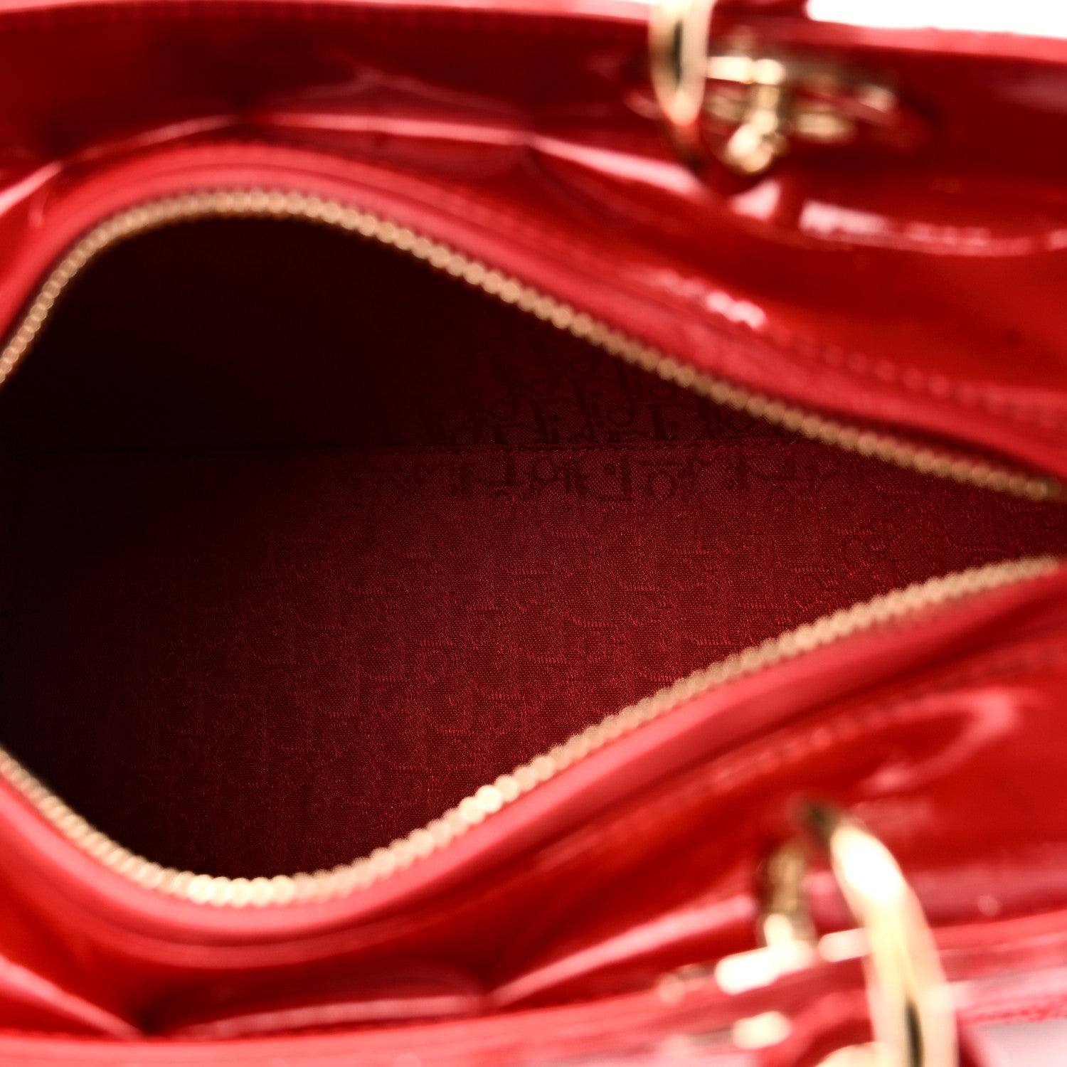 Patent Cannage Stitched Medium Lady Dior Red