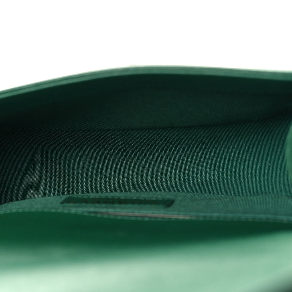 Lambskin Quilted Small Boy Flap Green