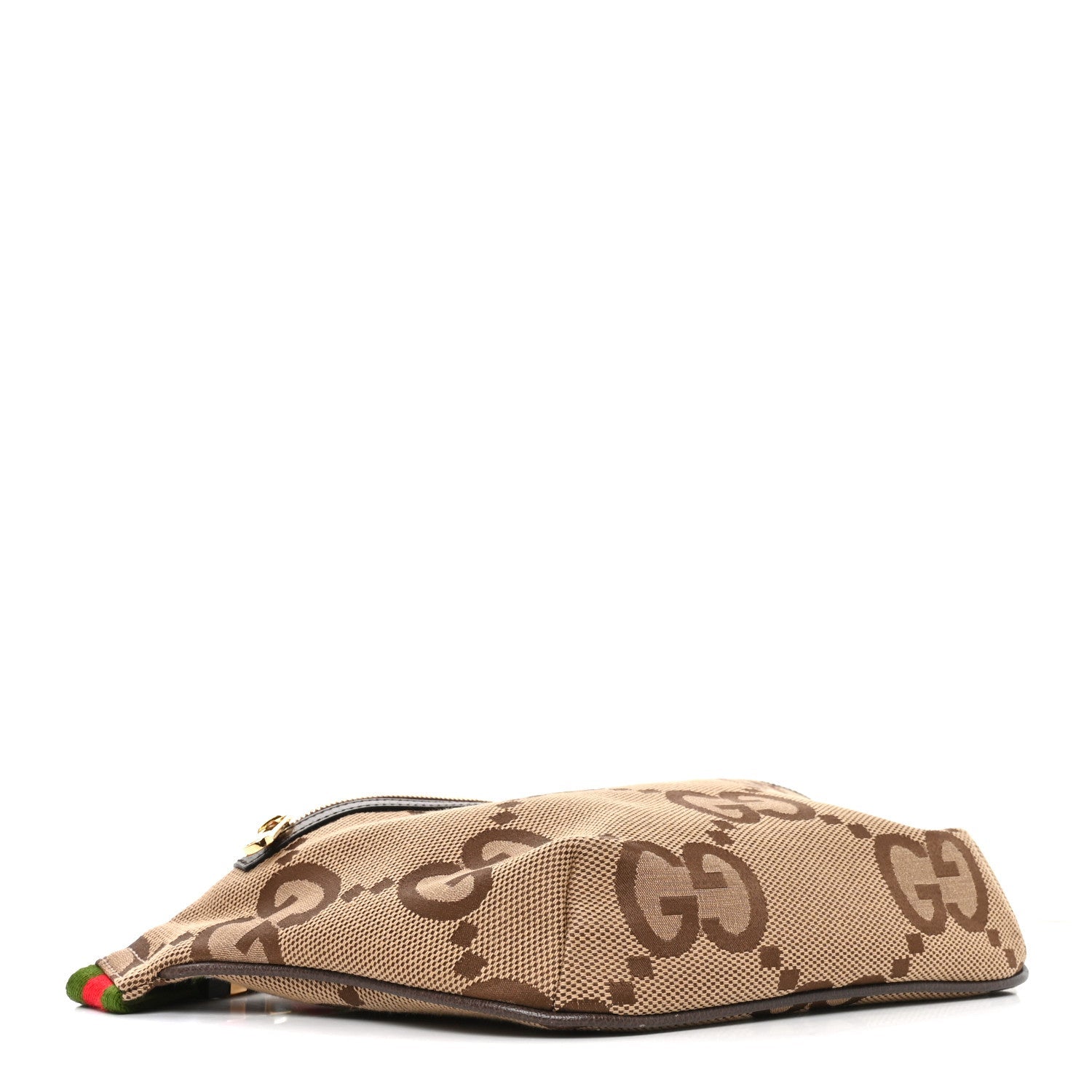 Monogram Jumbo GG Textured Dollar Calfskin Web Belt Bag Camel Ebony New Acero